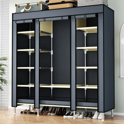 Wardrobe, simple cloth wardrobe, household bedroom assembly cabinet, rental room large wardrobe, sturdy, durable, simple, modern