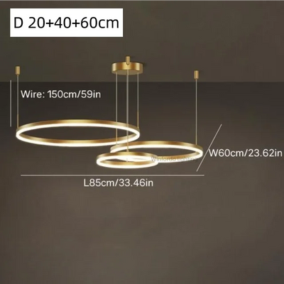 Gold Ring LED Hanging Lamp Acrylic Chandelier Modern Minimalist Style Pendant Light for Home Living Room Restaurant Decoration