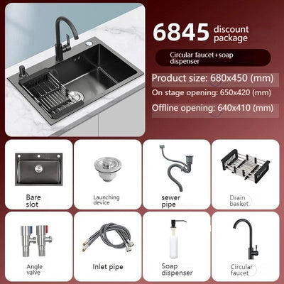 Stainless Steel Kitchen Sink Large Single Slot Undermount Basin Household Washbasin Multifunctional Sinks Apartment