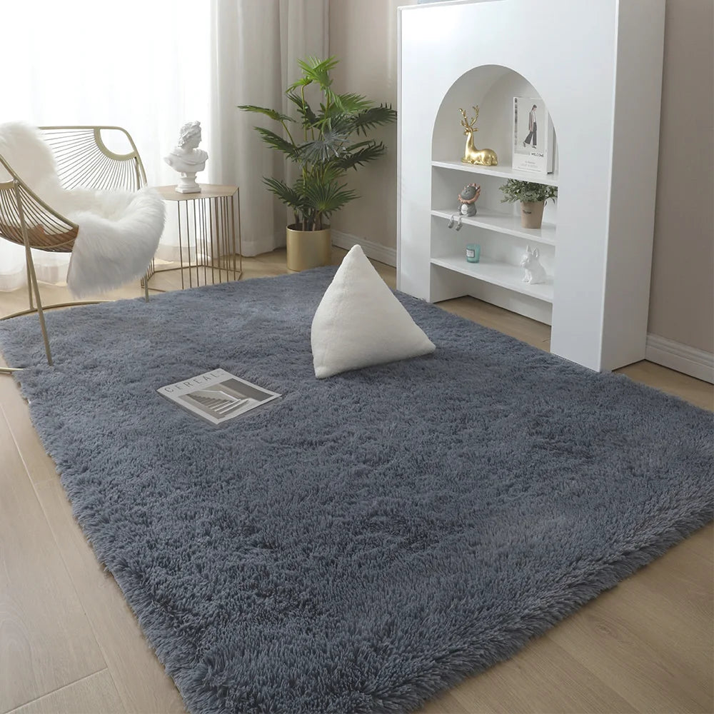 Nordic Furry Rug Bedroom Carpet Living  Room Modern Decoration Hairy Carpets Large Size Black Gray Pink Beige Non Slip Mat