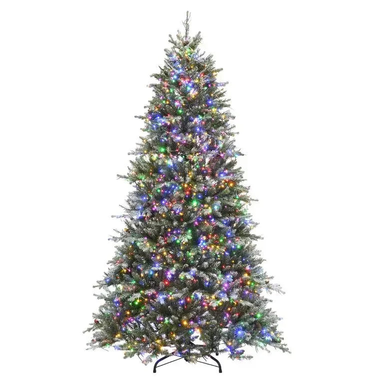 Wholesale 7ft Mixed Flocked Christmas Tree Artificial Tree with PE PVC Metal Stand Big Snow Effect for Festive Decorations