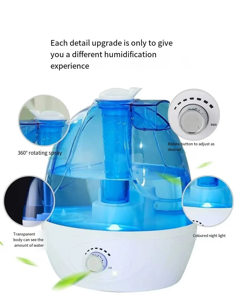 Cold mist humidifier, humidifier for baby care room and entire house, 360 degree rotating nozzle