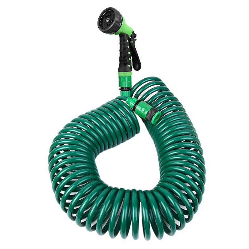 EVA Coil Garden Hose Spring Recoil Garden Water Hose with 3/4" Connector with 7 Function Sprayer for Pet Bathing Car Washing