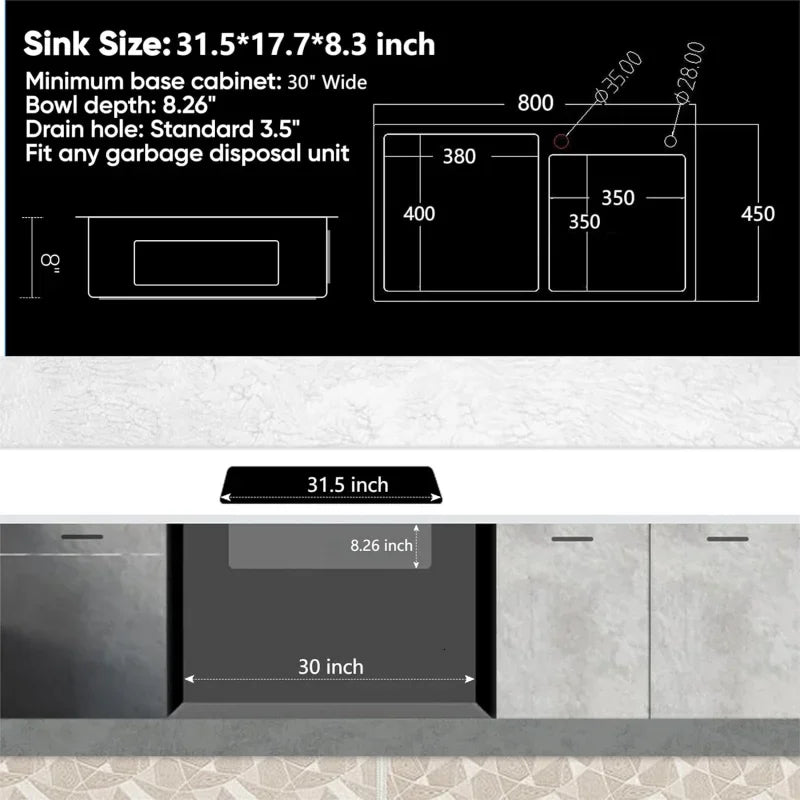 31 x 18 Black Double Bowl Kitchen Sink, Drop-in/Topmount Overmount Kitchen Sinks Basin with 304 Nano-Coated and Accessories