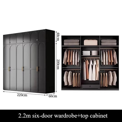 French Retro Style Black Wardrobes Storage Multilayer Cabinet Open Closets Wardrobes Bedroom Drawers Rangement Chambre Furniture