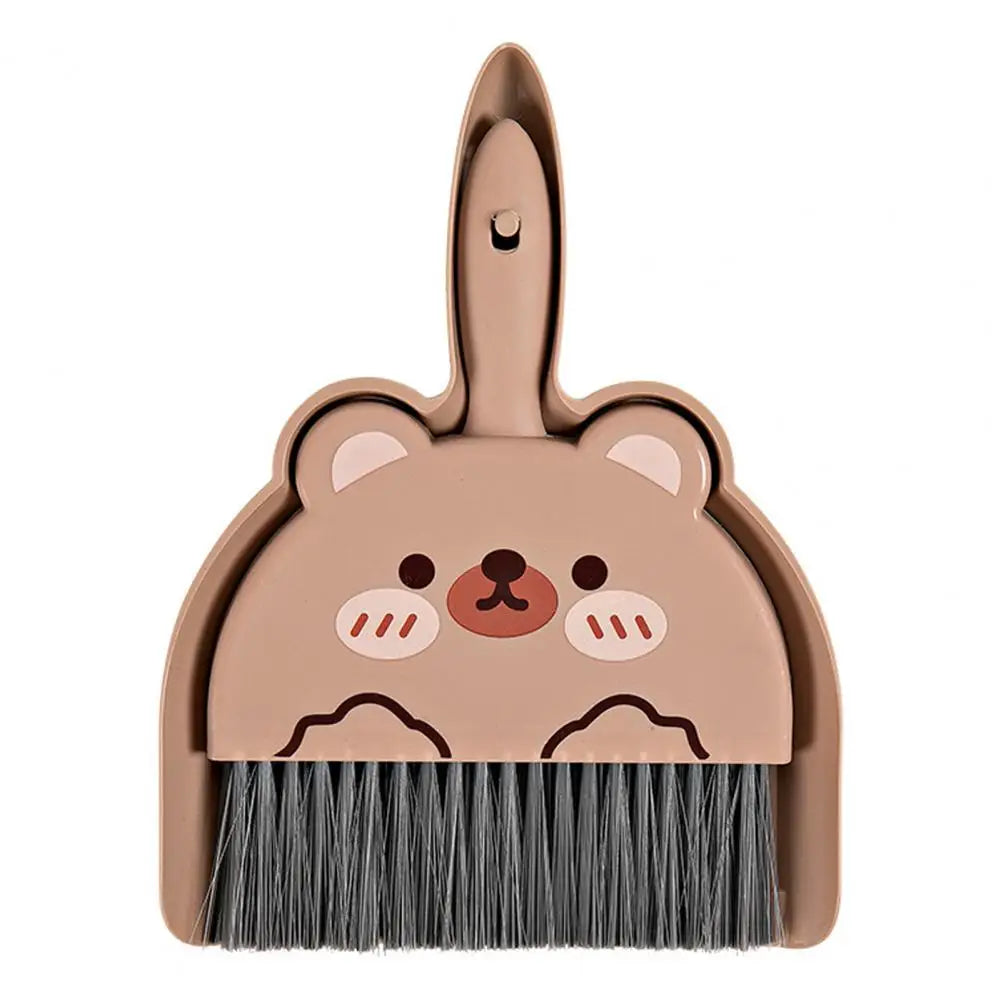 2Pcs/Set Small Broom Dustpan Set Cartoon Rabbit Bear Frog Pattern Keyboards Cleaning Mini Broom Dustpan Set