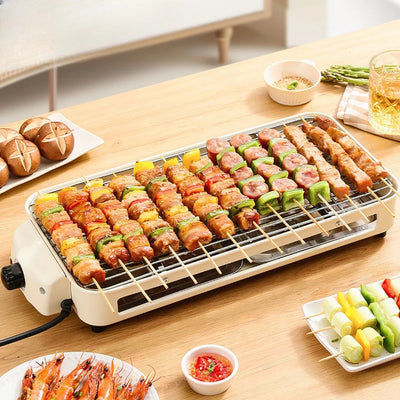 220V Smokeless BBQ Electric Kebab Rotary Grill Stove Rotisserie Teppanyaki Barbecue Non-stick Frying Pan Skewer Griddle