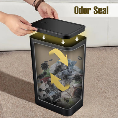 10L Small Trash Can with lid,Garbage Can Slim Trash Bin Waste Basket for Bathroom,Kitchen,Bedroom,Living Room,Office,Laundry