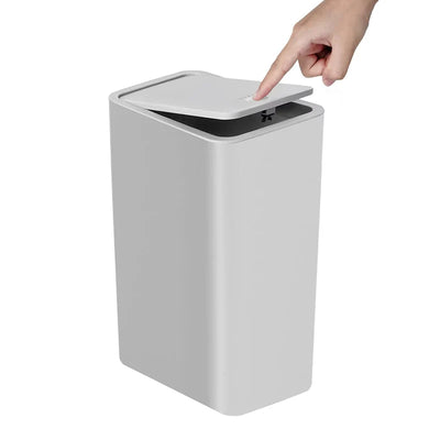 Trash Can with Lid Space Saving Bathroom Kitchen Bedroom Living Room Plastic Trash Bin Small Press Gap Garbage Bin Home Supplies