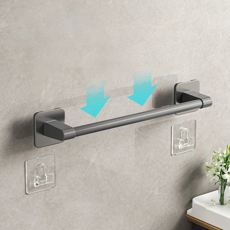 Bathroom Towel Holder White Without Drilling Bathroom Gray Towel Rack Towel Bar Self-Adhesive Bathroom Towel Rack Towel Rail