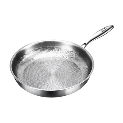 KENGQIANG Pure titanium frying pan uncoated non stick pan Fish scale hammer pattern Titanium alloy home wok kitchen cookware