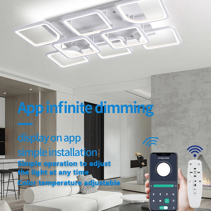 Simple Ceiling Lamp with APP Remote Control for Living Room Bedroom Study Hotel Lobby Lighting Indoor LED Lights