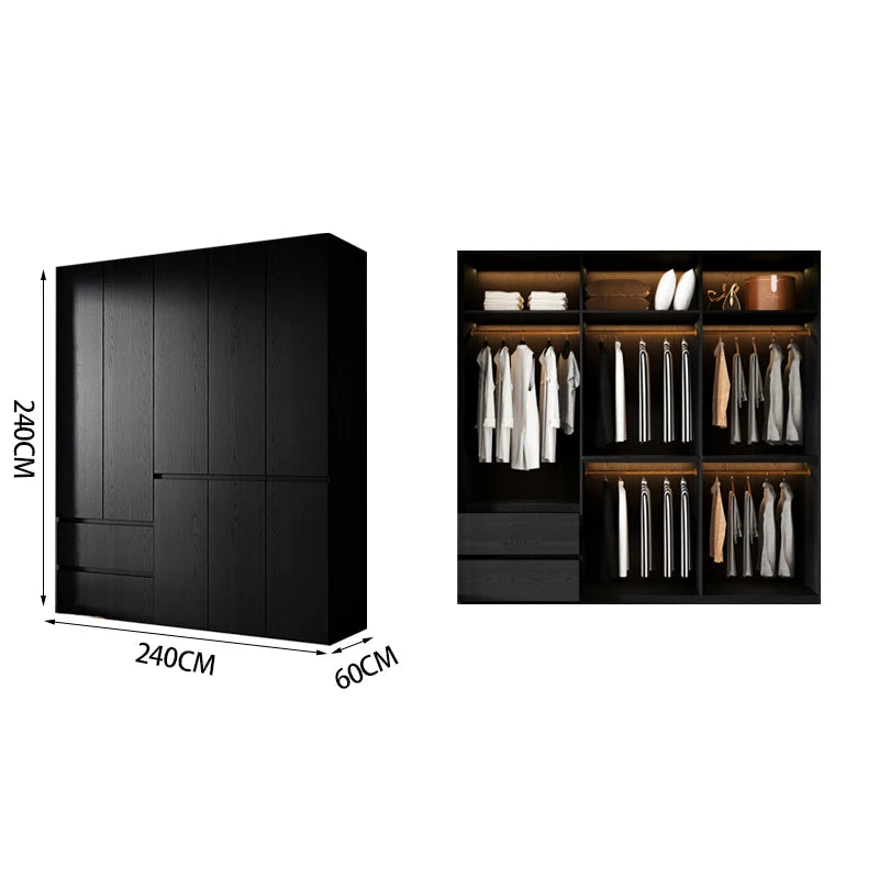 Bedroom Storage Wardrobes Sliding Clothes Black Wooden Girls Rack Cabinets Wardrobes Open Cupboard Guarda Roupa Home Furniture