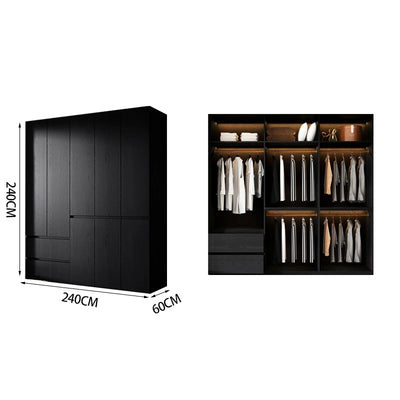 Bedroom Storage Wardrobes Sliding Clothes Black Wooden Girls Rack Cabinets Wardrobes Open Cupboard Guarda Roupa Home Furniture