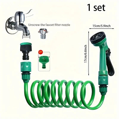 7.5m 25ft EVA garden telescopic spring hose garden hose plastic multifunctional car wash water spray gun set For home use