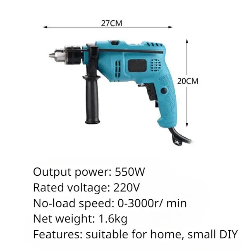 Impact Electric Drill Electric Rotary Wall Drilling Tool 220V 580W 2500rpm Impact Dual-purpose Variable Speed Electric Drill