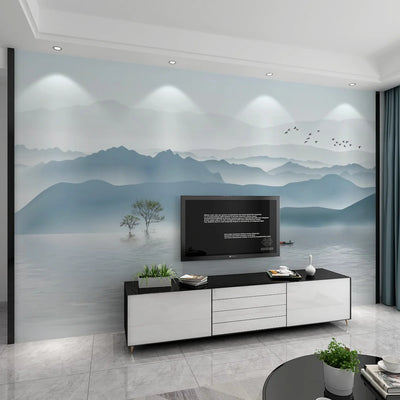 Customized products New Chinese 3D ink painting landscape painting living room TV background mural modern decorative wallpaper