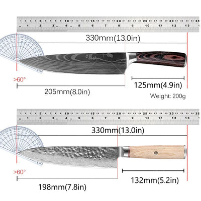 WXCOO Professional Chef Knife Kitchen Knives 67 Layers Damascus Steel  Japanese Hand Forged  Chef Cleaver Slicing Kitchen Knife