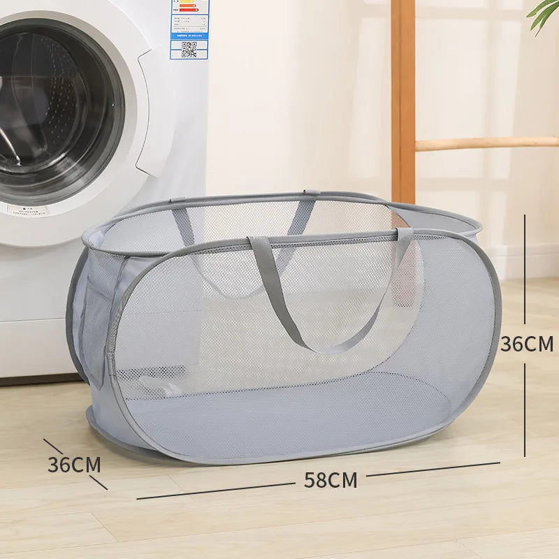 Horizontal Foldable Laundry Basket Mesh Cloth Breathable Laundrys Hamper Large Capacity Storage Baskets Home Accessories