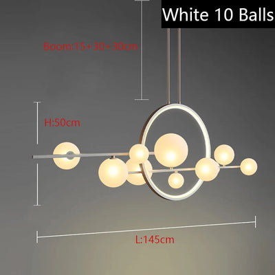 Modern Glass Ball LED Chandeliers Black Clear Bubble Pendant Lights for Dining Living Room Kitchen Lamparas Colgantes Para Techo