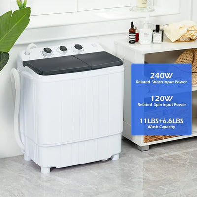 Washer Machine 17.6LBS Capacity Mini Washing Machine 2 in 1 Compact Washer and Dryer Combo Twin Tub Laundry Washer