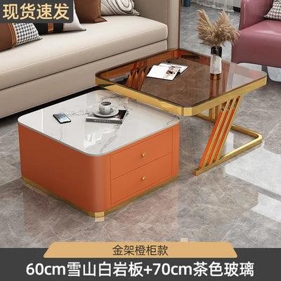 Gold Luxury Nordic Coffee Tables Living Room Square Modern Coffee Tables Storage Design Mesa De Centro De Sala Home Furniture