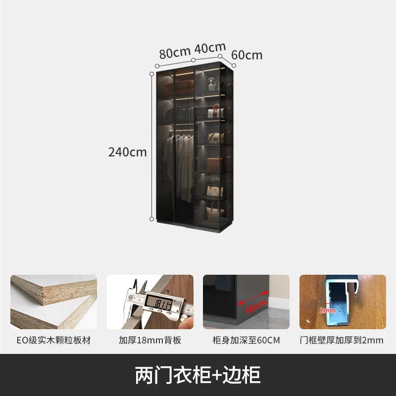 With Glass Doors Wardrobes Multilayer Luxury Storage Open Closets Wardrobes Cabinet Shelves Guarda Roupas Bedroom Furniture