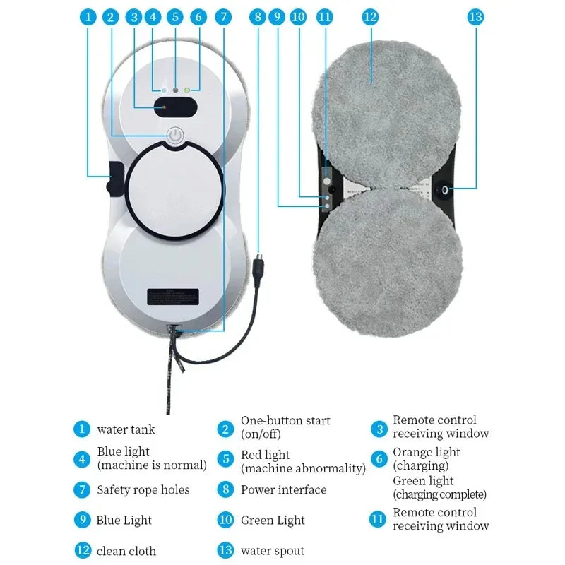 Double-sided Glass Cleaning Robot Vacuum Cleaner Water Spray Window Cleaning Robot High Suction Smart Electric Window Cleaner