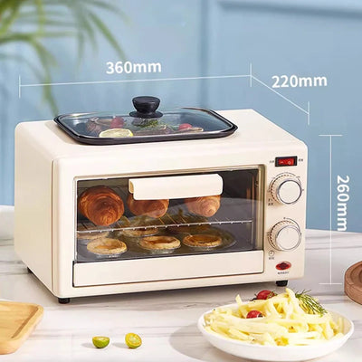 DMWD Electric Oven Barbecue Stove Non-stick Steak Frying Pan Grilling Plate Roast Cookies Pizza Baking Toaster Breakfast Machine