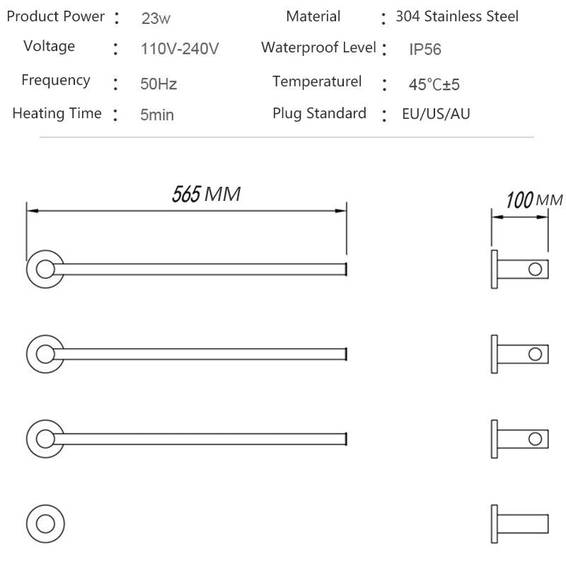 Luxury Electric Heated Towel Rail Screen Dryer Cloth Dryer Smart Bathroom Accessories Towel Warmer Towels Heaters Towel Radiator