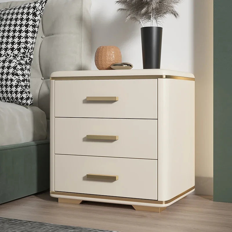 Bedside cabinet, simple, modern, light luxury, simple household small bedroom, bedside cabinet, solid wood, white storage cabine