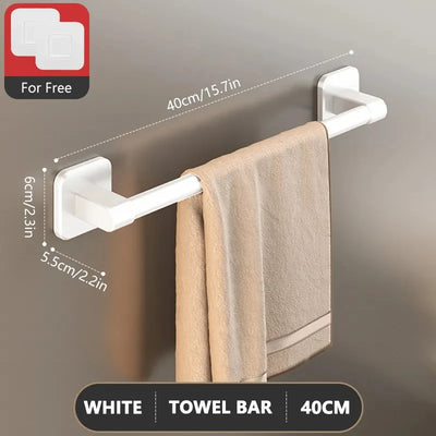 Non perforated suction cup wall mounted towel rack, bathroom storage rack, bathroom horizontal bar towel rack