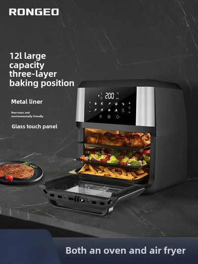 RONGEO metal inner pot air fryer, a new type of large capacity intelligent visual electric oven all-in-one household appliance