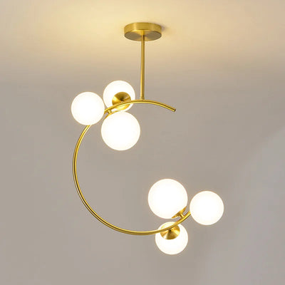 Nordic Simple Design Glass Ball Chandeliers for Dining Room Modern Home Decor Pendant Light Kitchen Lustres Brass Hanging Lamp