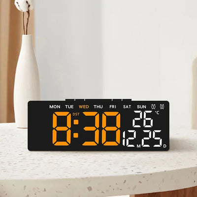 LED Digital Alarm Clock Brightness Adjustable Electronic Alarm Clock Date Temp Week Display Table Clock USB Output Bedside Clock