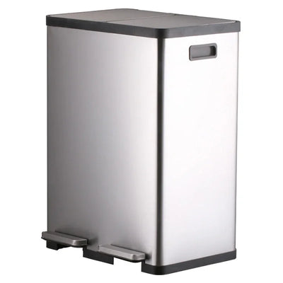 60 Liter Step Garbage Bin Dual Compartments Kitchen Stainless Steel Trash Can