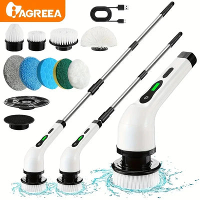 1set, Electric Cleaning Brush, Electric Rotary Floor Scrubber, Wireless Electric Rotary Scrubber, Replaceable 7 Brush Heads And