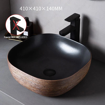 Brown Porcelain Ceramic Vessel Sink Above Counter Vanity Bowl Basin Bathroom Sanitary Balcony Table Sink Countertop Oval Basin