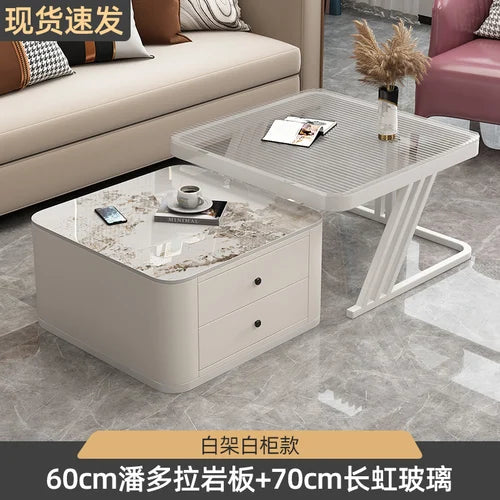 Gold Luxury Nordic Coffee Tables Living Room Square Modern Coffee Tables Storage Design Mesa De Centro De Sala Home Furniture