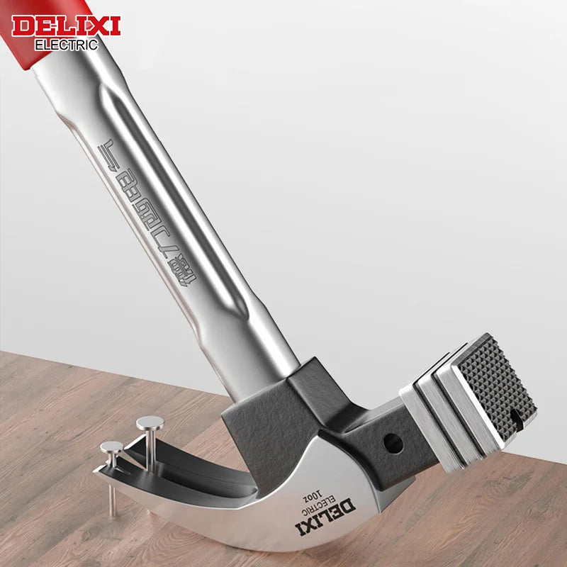 DELIXI ELECTRIC Hammer,High Carbon Steel Multifunction Non-slip Shockproof Hammer Hand Tool Magnetic Claw Hammer for Woodworking