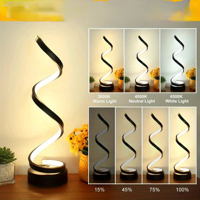 LED Spiral Table Lamp - Modern and Elegant Nightstand Lamp for Living Rooms, Bedrooms, and Offices. Enhance Any Space with its S