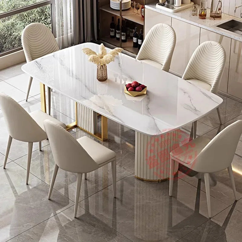 Marble Nordic Dining Table White Luxury Rectangle Space Savers Dining Table Modern Home Mesa De Comedor Kitchen Furniture