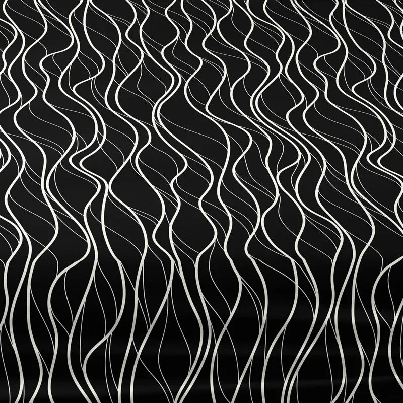 1 piece of black background white wave pattern matte bedsheet, bedroom printed bedspread, bedding (excluding pillowcases)