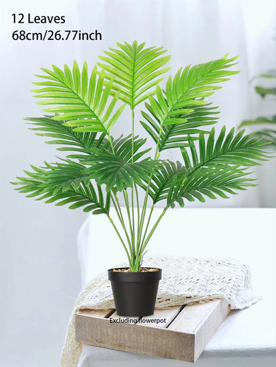 60-120cm Large Artificial Palm Tree Tropical Fake Plants Green Plastic Palm Leafs Big Monstera Tree Branch for Home Garden Decor