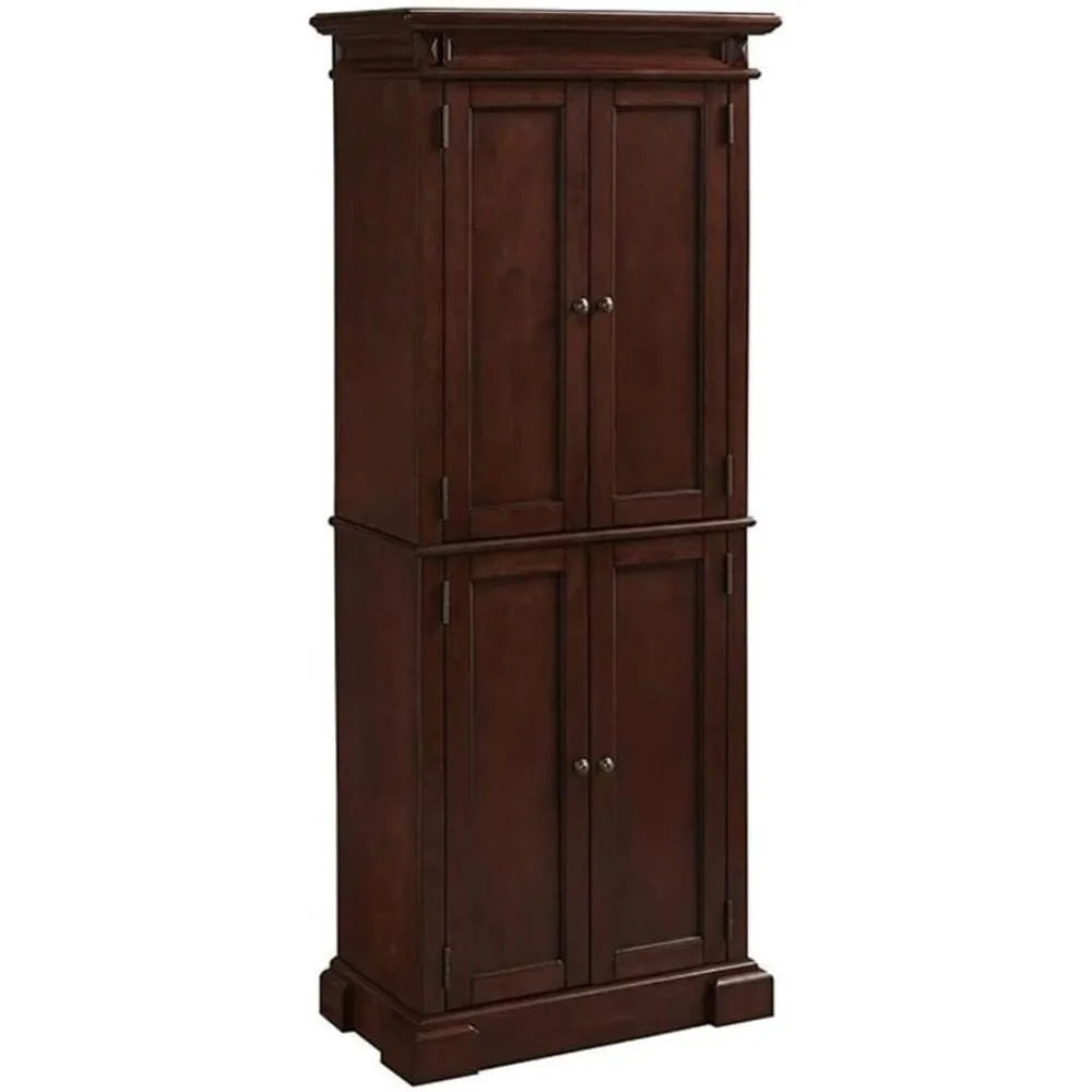 Traditional 4 Shelves Wood Kitchen Pantry in Brown Cherry