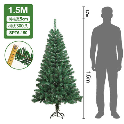 Encrypted Artificial Christmas Tree 120-210cm PVC Christmas Tree Sturdy Metal Stand Decoration Mall Hotel Family Atmosphere 2025