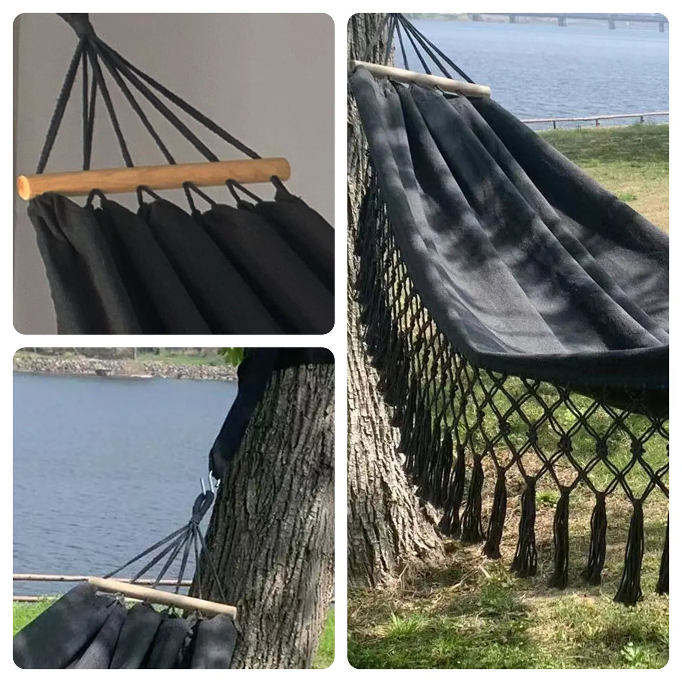 Hammock Outdoor Camping Leisure Canvas Thickened Swing Hammock Anti-rollover Perfect for Garden Patio Backyard