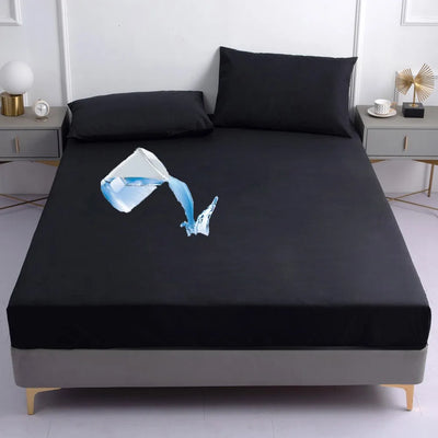 Black Waterproof Fitted Bed Sheet Skin-Friendly Breathable постельное белье All-inclusive Mattress Cover Queen/King Bed Linen