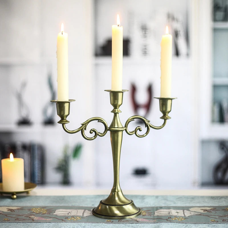 Bronze/Black Metal Pillar Candle Holders Candlestick Wedding Stand For Mariage Home Decor Holiday Party Candelabra Stand Gift