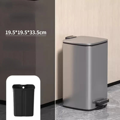 8L Bathroom Trash Can with Lid and Inner Bucket,410 Stainless Steel Step Pedal Waste Bin,Narrow Metal Wastebasket,Toilet Garbage